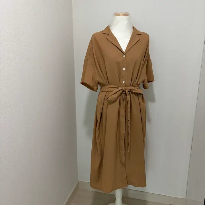 [BUNJANG] Brown Linen Wrap Dress / 브라운 린넨 랩 원피스