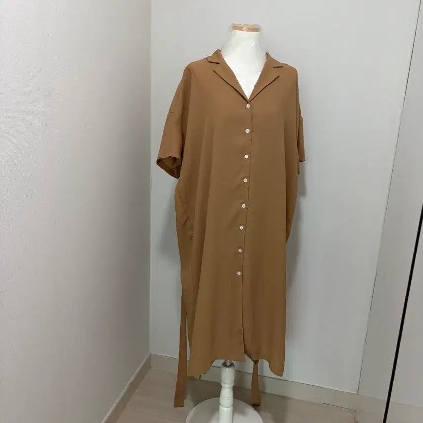 [BUNJANG] Brown Linen Wrap Dress / 브라운 린넨 랩 원피스