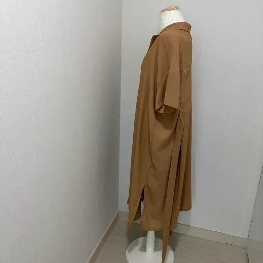 [BUNJANG] Brown Linen Wrap Dress / 브라운 린넨 랩 원피스