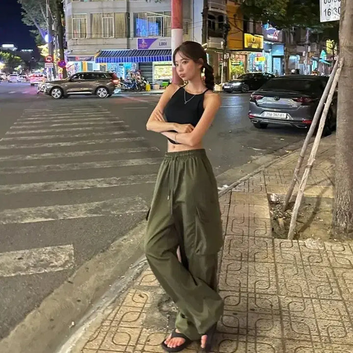 [BUNJANG] Cargo Jogger Pants with Adjustable Hem String / 밑단 스트링 조걸 가능) 카고 조거 팬츠