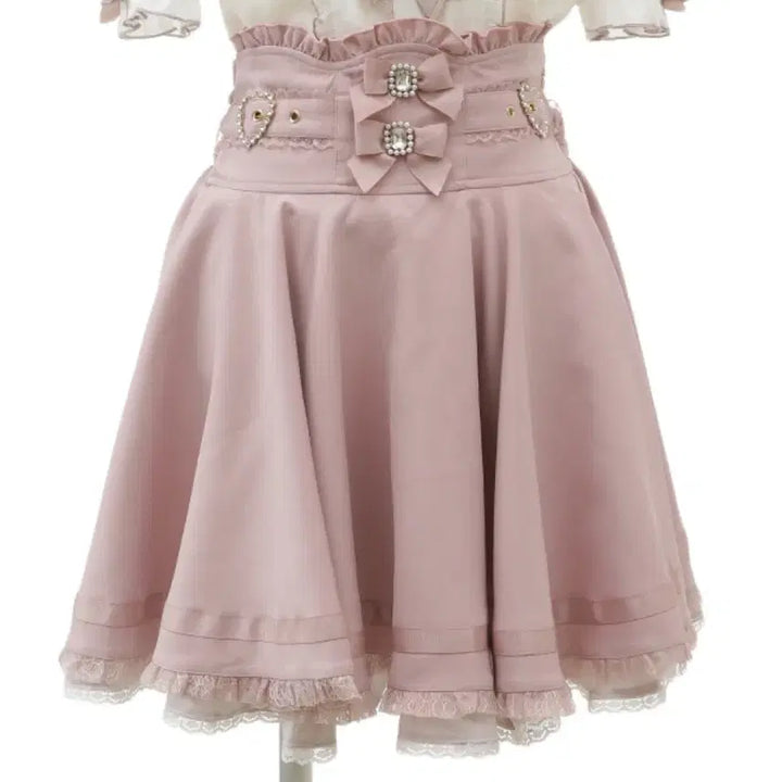 [BUNJANG] Lizlisa Ribbon Pink Skirt (Misae-gyeong) / 미개봉 새상품 리즈리사 리본 핑크 스커트 양산형 지뢰계 양지뢰 일브
