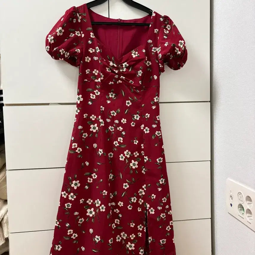 [BUNJANG] sincethen Wine Flower Long Dress S / sincethen 신스덴 와인 플라워 롱원피스 s