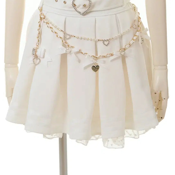 [BUNJANG] Lizlisa Heart Chain Belt Pleated Skirt (Sealed) / 미개봉 새상품 리즈리사 스커트 하트 체인 벨트 플리츠 양산형 지뢰계