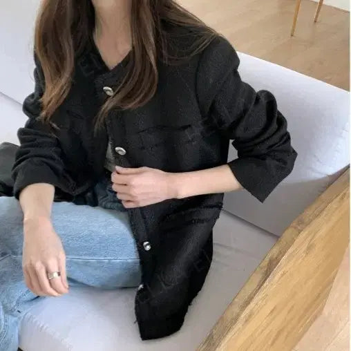 [BUNJANG] Black Tweed Jacket with Silver Buttons / 트위드 자켓