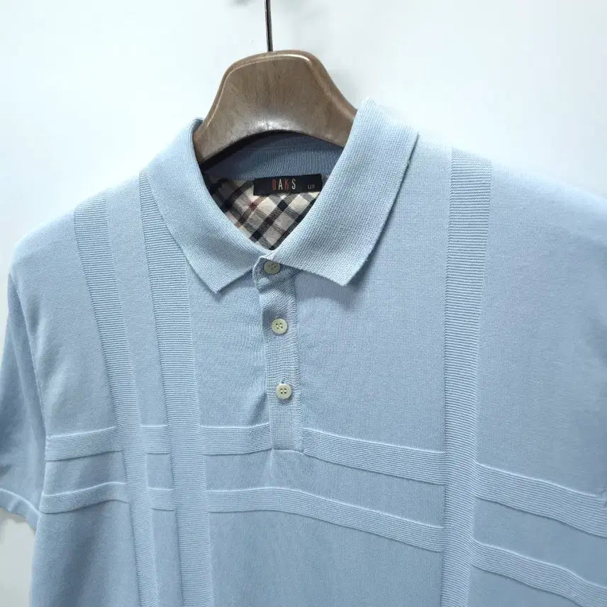 [BUNJANG] DAKS Summer Short Sleeve Knit Polo Shirt Sky Blue (110) / 닥스(DAKS) 얇은 여름용 카라니트 반팔 (110)