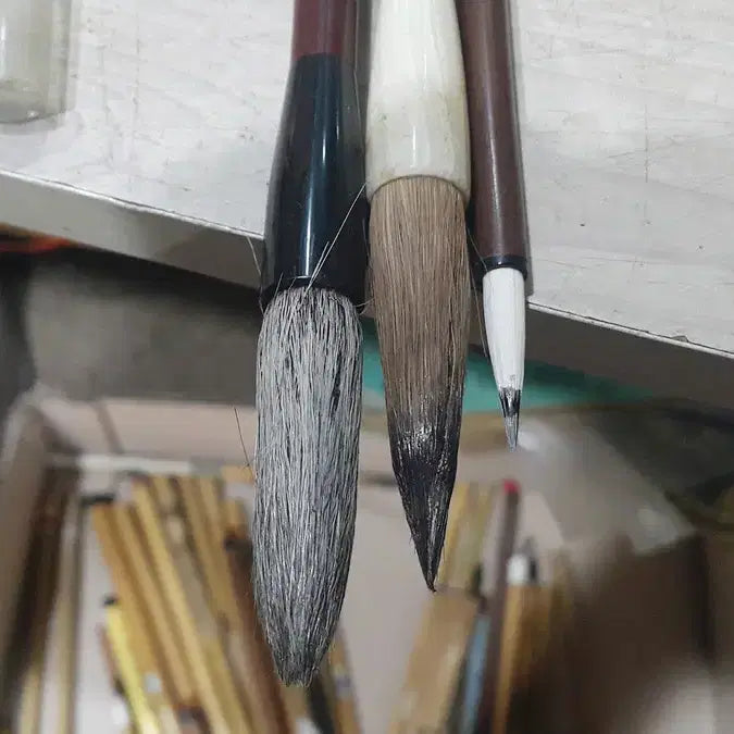 [BUNJANG] Set of 3 Japanese Calligraphy Brushes (Ilbodang, Munmyungdang) / 중고 일본 일보당 서예용 붓 포함 3자루