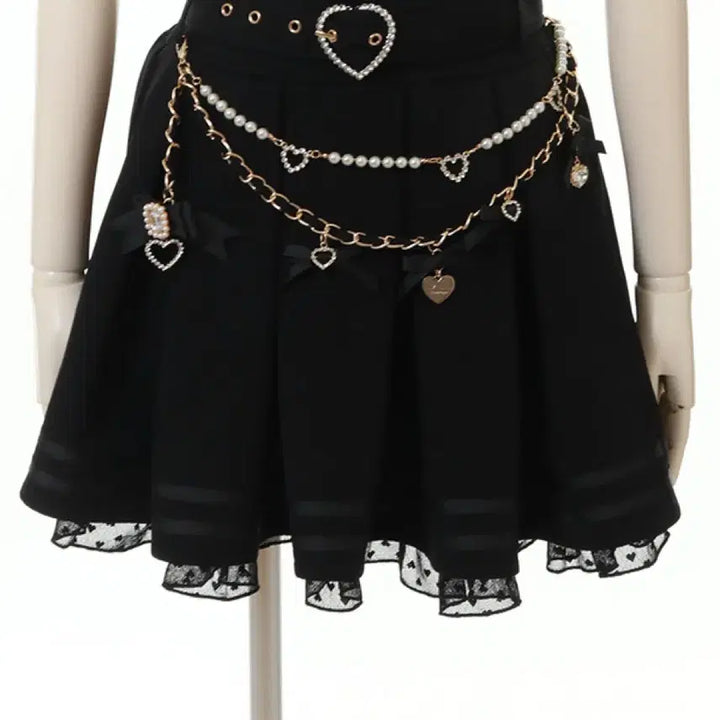 [BUNJANG] Lizlisa Black Heart Belt Chain Skirt / 미개봉 새상품 리즈리사 스커트 블랙 하트 벨트 체인 양산형 지뢰계 일브