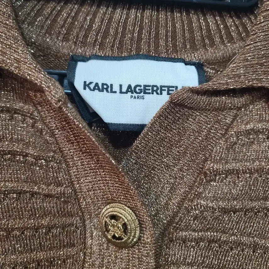 [BUNJANG] Karl Lagerfeld Brown Short Sleeve Knit Top / 칼 라거펠트 브라운 반팔 니트