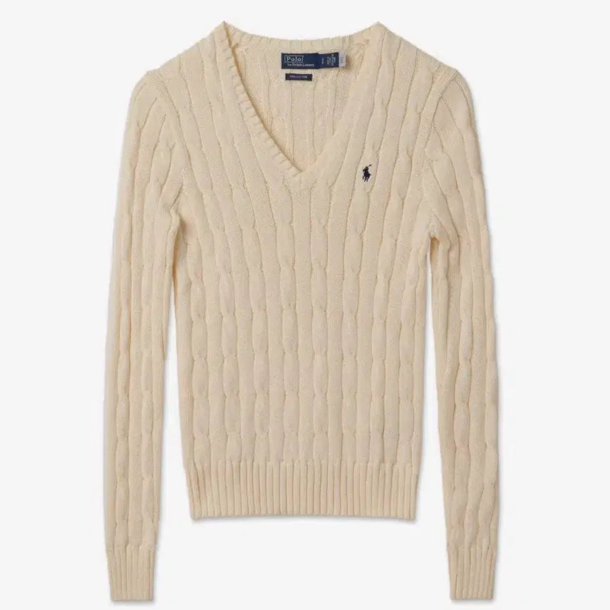 [BUNJANG] Polo Ralph Lauren Ivory Cable Knit Sweater / 폴로 랄프로렌 아이보리 케이블 니트 폴로 꽈배기 니트