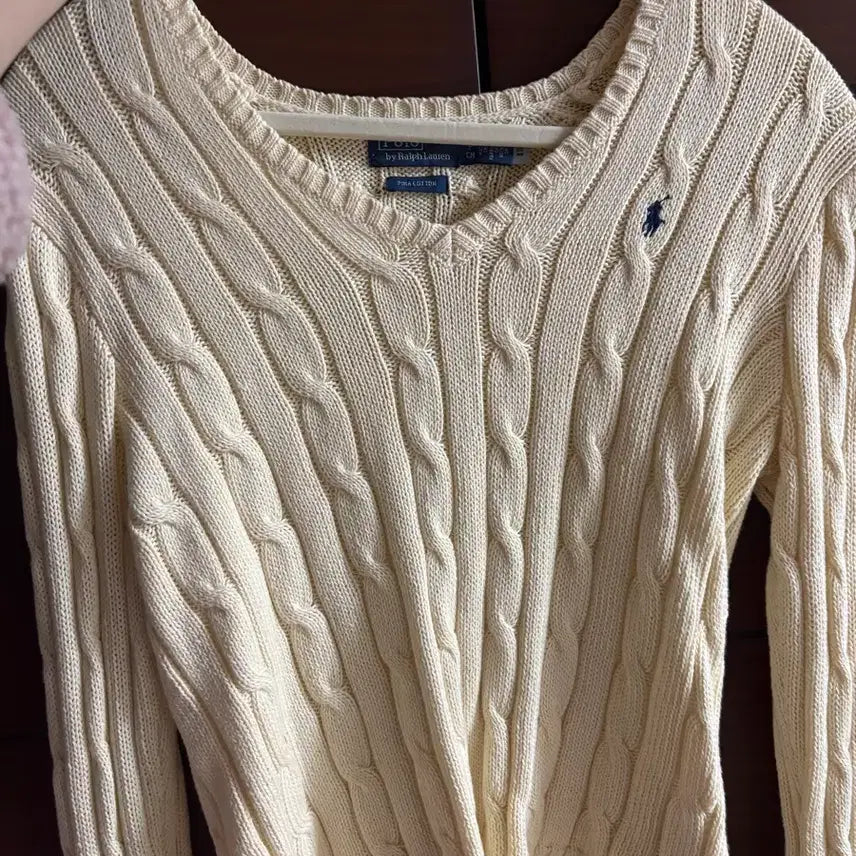[BUNJANG] Polo Ralph Lauren Ivory Cable Knit Sweater / 폴로 랄프로렌 아이보리 케이블 니트 폴로 꽈배기 니트
