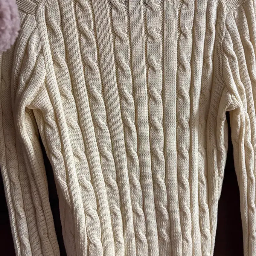 [BUNJANG] Polo Ralph Lauren Ivory Cable Knit Sweater / 폴로 랄프로렌 아이보리 케이블 니트 폴로 꽈배기 니트