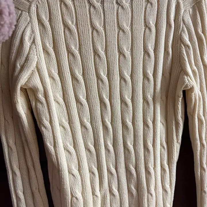 [BUNJANG] Polo Ralph Lauren Ivory Cable Knit Sweater / 폴로 랄프로렌 아이보리 케이블 니트 폴로 꽈배기 니트