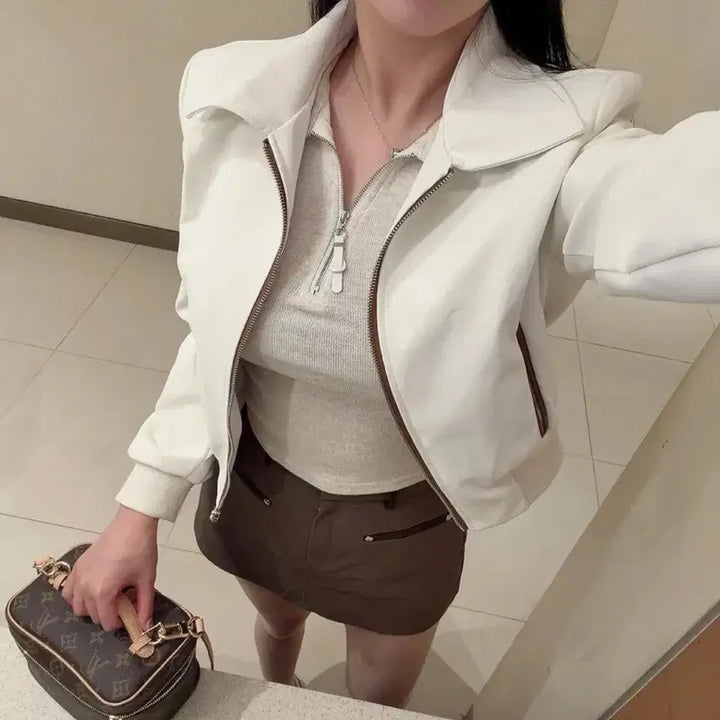 [BUNJANG] Blissmin Colorblock Leather Jacket / 블리스민 레더배색자켓 수입의류 쥬디스태화 에이블리