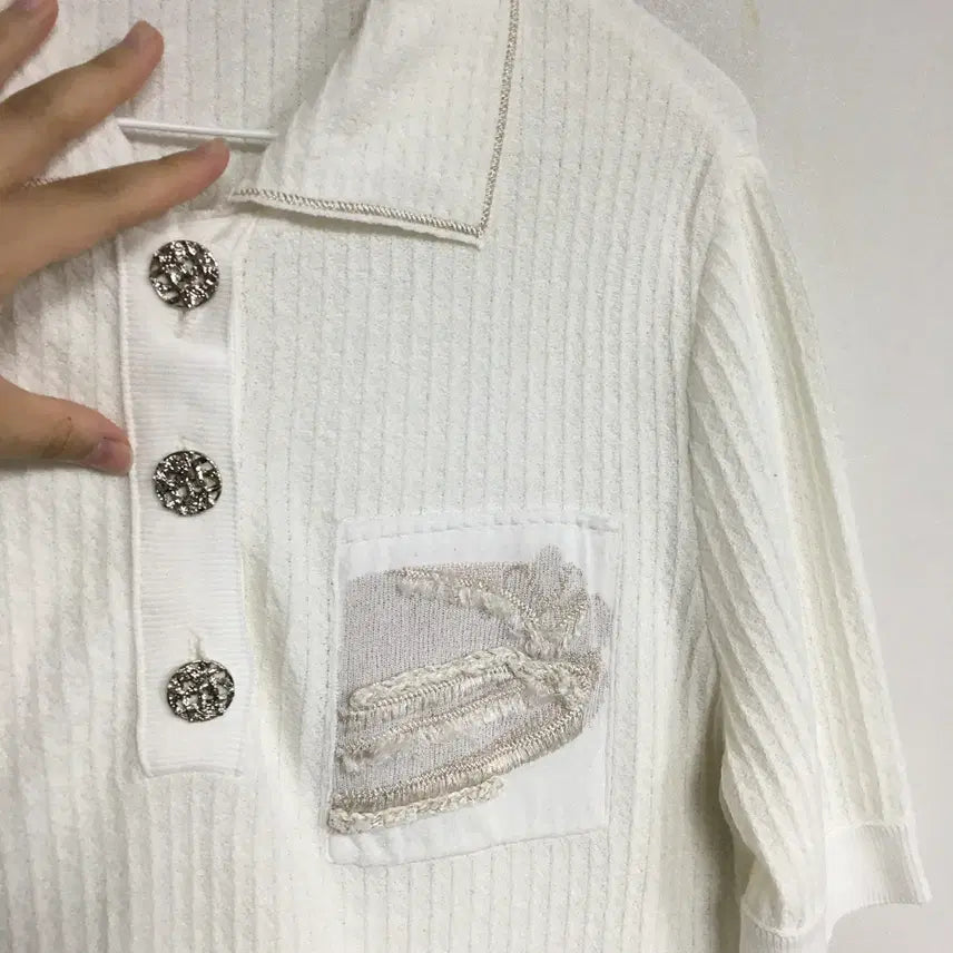 [BUNJANG] MICHAA Button Short Sleeve Knit / MICHAA 미샤 버튼 반팔 니트 55