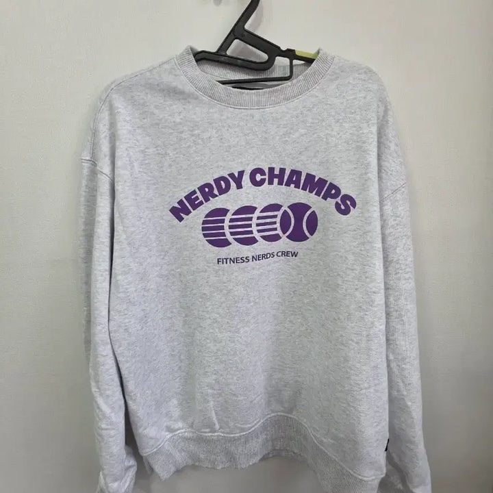 [BUNJANG] NERDY Champs Sweatshirt T-Shirt Grey / 널디 챔프스 맨투맨 티셔츠 회색