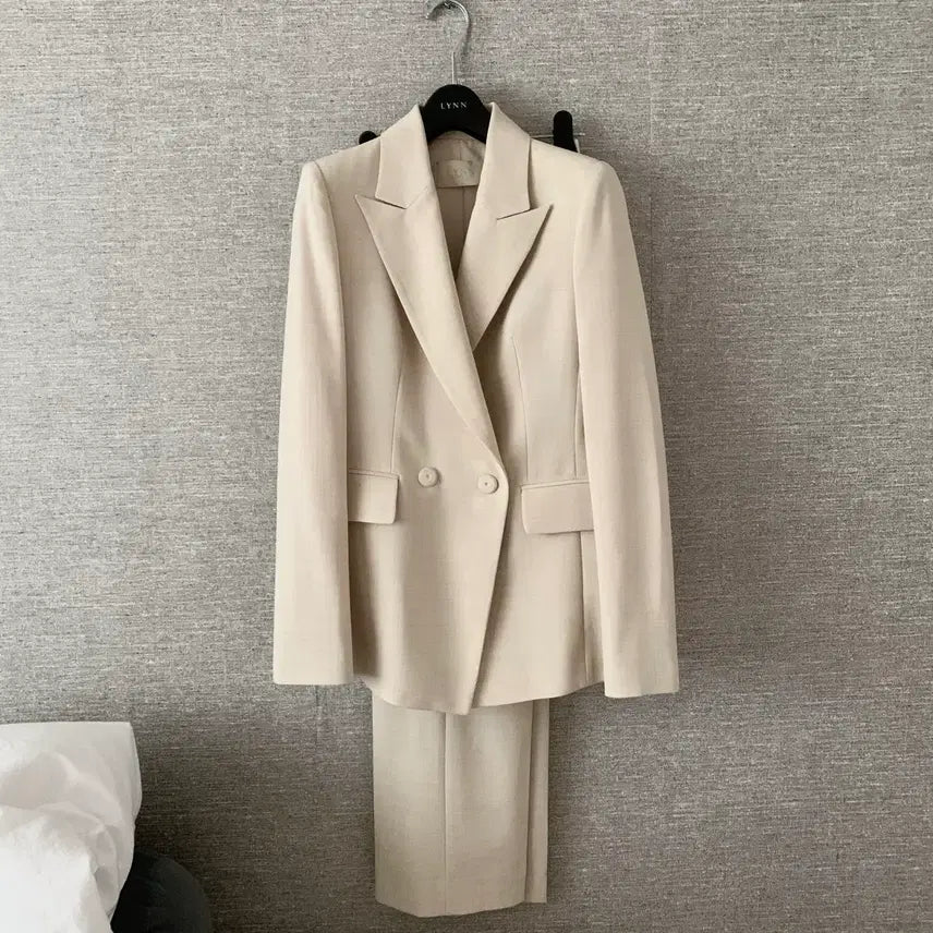 [BUNJANG] LYNN Linen Suit Set Jacket &amp; Slacks / LYNN 린 더블 정장 셋업
