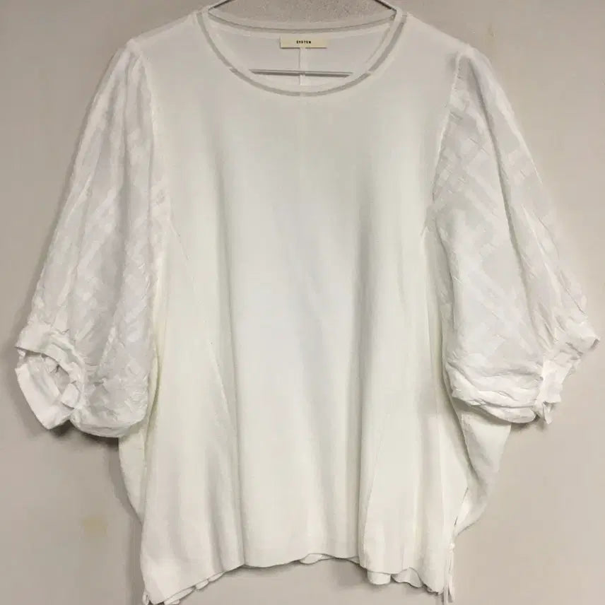 [BUNJANG] System Check Puff Knit Top / SYSTEM 시스템 체크 퍼프 니트 탑 90