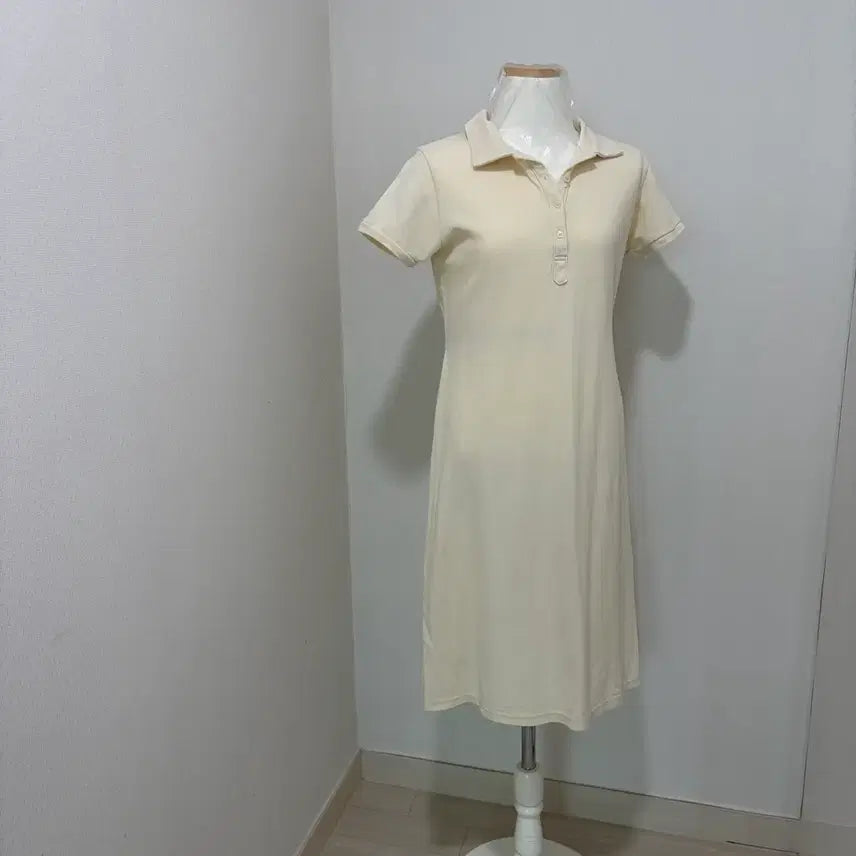 [BUNJANG] Ivory Collar Neck Short Sleeve Long Dress / PERBIT 퍼빗 아이보리 카라넥 반팔 롱 원피스
