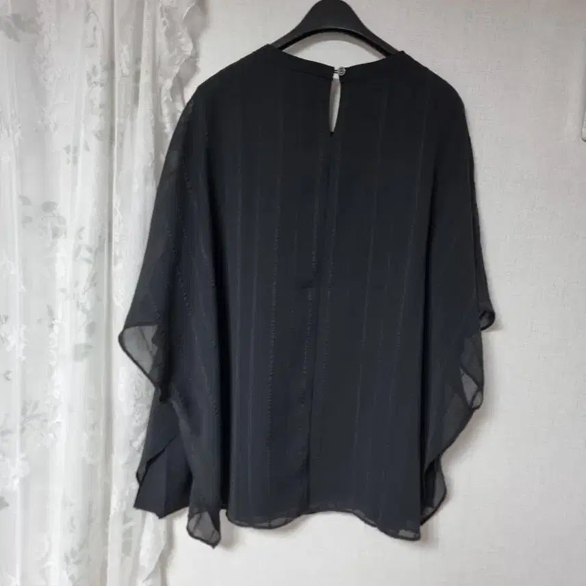 [BUNJANG] Rauel Black See-through Blouse with Punching Detail / 라우엘 블랙 시스루 블라우스 펀칭 디테일