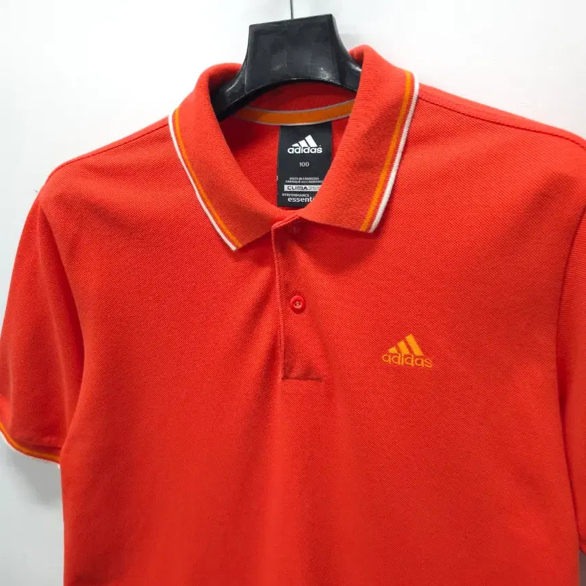 [BUNJANG] Adidas CLIMA365 Performance Cotton Polo Shirt Red Orange Size 100 / 아디다스 CLIMA365 기능성 카라티 ( 100 )