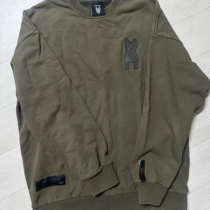[BUNJANG] Life Work Crewneck Sweatshirt Khaki L / 라이프워크 맨투맨 티셔츠 카키 L