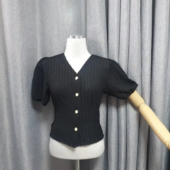 [BUNJANG] Jeweled Puff Blouse / 보석 퍼프 블라우스