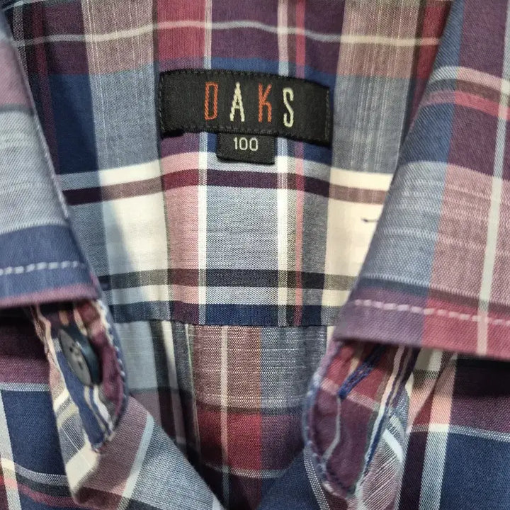 [BUNJANG] DAKS Classic Check Short Sleeve Shirt - Navy/Burgundy/Pink / DAKS 닥스 체크 반팔 셔츠 100