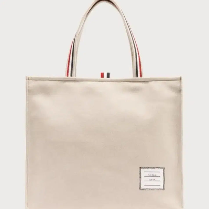 [BUNJANG] Thom Browne Tricolor Stripe Ivory Canvas Tote Bag / 톰브라운 삼선 아이보리 토트백