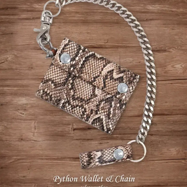 [BUNJANG] Nude Bones Python Skin Chain Wallet Biker Wallet / 누드본즈 파이톤 뱀피 체인 월렛 바이커 지갑