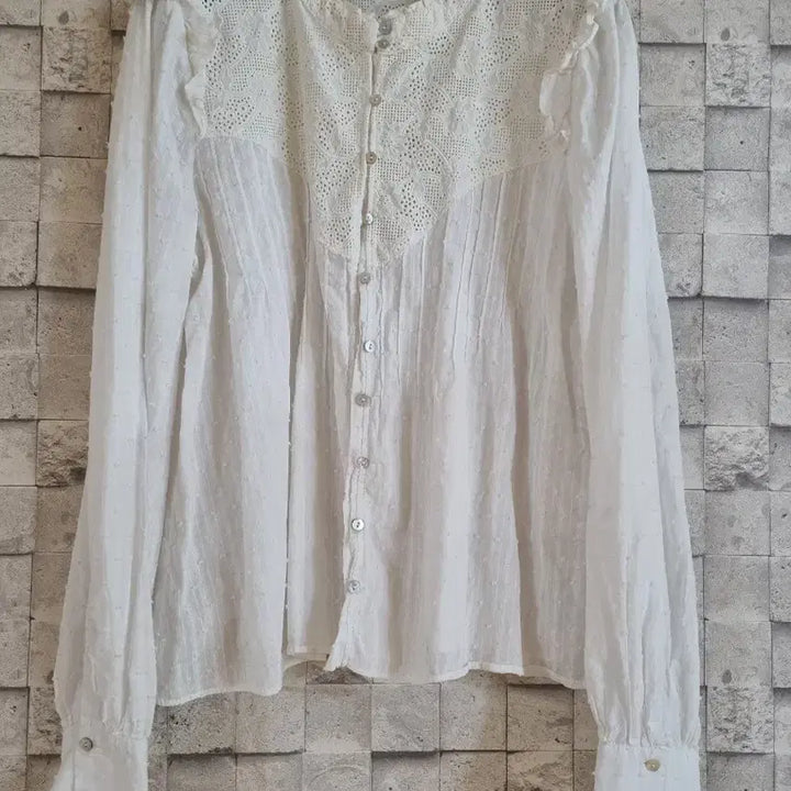 [BUNJANG] Zara Embroidered Lace Cotton Blouse / 자라 자수레이스 면블라우스