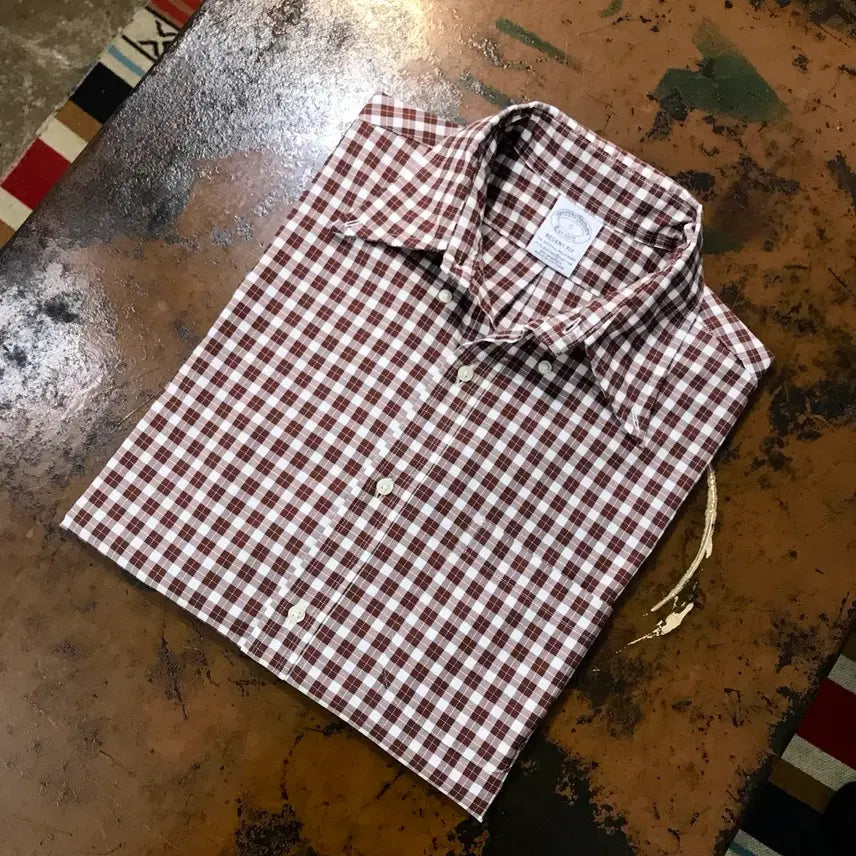 [BUNJANG] Brooks Brothers Brown Gingham Check Cotton Shirt Men&