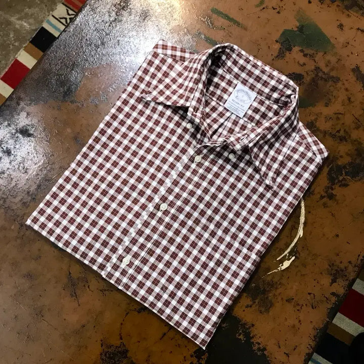 [BUNJANG] Brooks Brothers Brown Gingham Check Cotton Shirt Men&