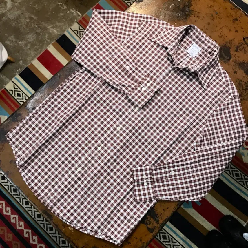 [BUNJANG] Brooks Brothers Brown Gingham Check Cotton Shirt Men&
