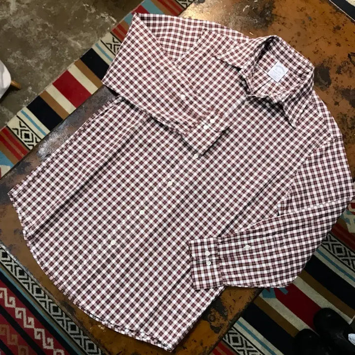 [BUNJANG] Brooks Brothers Brown Gingham Check Cotton Shirt Men&