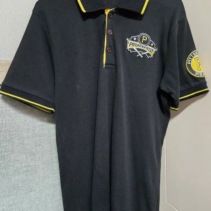 [BUNJANG] MLB Pittsburgh Pirates Black Short Sleeve Polo Shirt / MLB 피츠버그 파이어리츠 블랙 반팔 폴로티