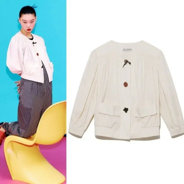 [BUNJANG] Lucky Chouette Ivory Jacket / 럭키슈에뜨 아이보리  자켓(36)