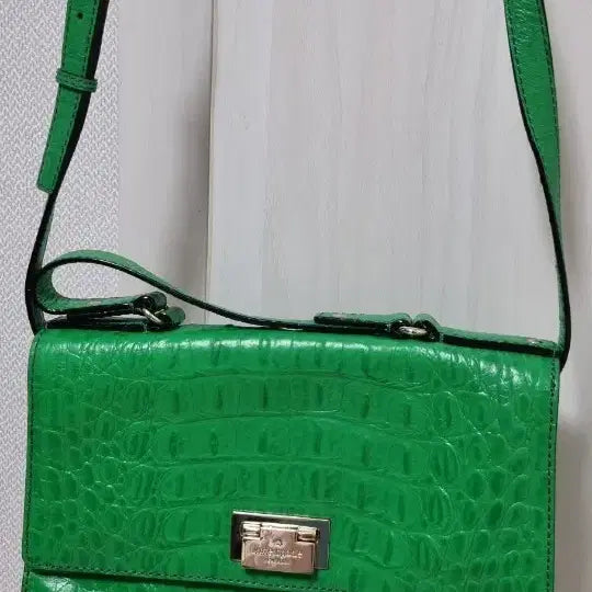 [BUNJANG] Kate Spade Green Crocodile Embossed Crossbody Bag / 케이트 스페이드 그린 크로스백