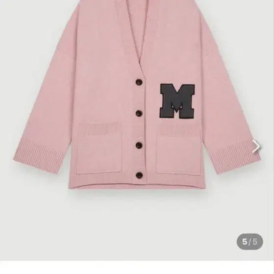 [BUNJANG] Maje Pink Wool M Logo College Cardigan / 마쥬 핑크 울 M로고 칼리지 가디건