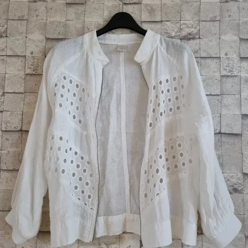 [BUNJANG] White Linen Cotton Patch Jacket / 화이트 린넨 면패치 자켓