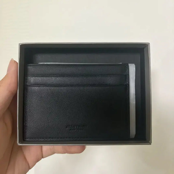 [BUNJANG] JILLSTUART Black Leather Logo Bifold Card Holder / 질스튜어트 블랙 가죽 로고 2단 카드지갑