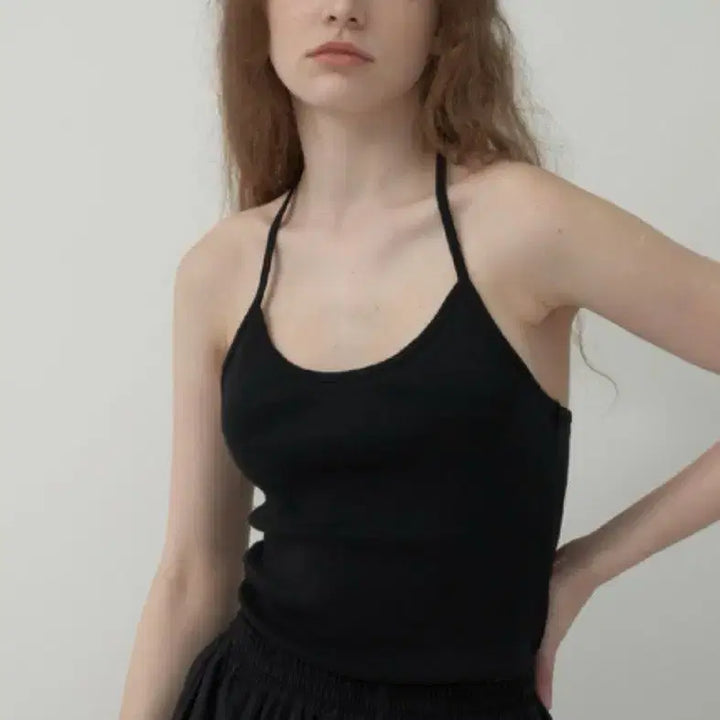 [BUNJANG] MOT Brand Ribbed Halter Neck Tank Top / 모트 브랜드나시