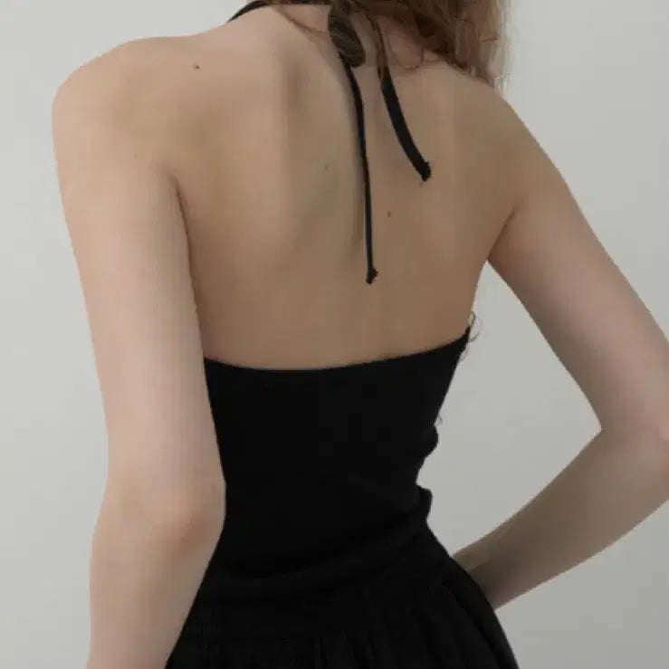 [BUNJANG] MOT Brand Ribbed Halter Neck Tank Top / 모트 브랜드나시