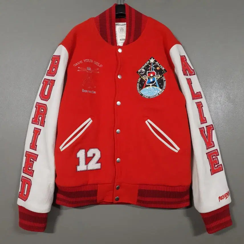 [BUNJANG] Buried Alive 7th Anniversary Big Logo Patch Quilted Varsity Stadium Jacket / S) 베리드얼라이브 7주년 빅로고 패치 누빔 바시티 스타디움 자켓 점퍼