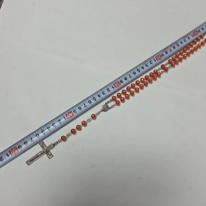[BUNJANG] Italian 1970s Apricot Rosary Beads / 이탈리아 70년대 묵주 살구색 금속 플라스틱 가톨릭 천주교
