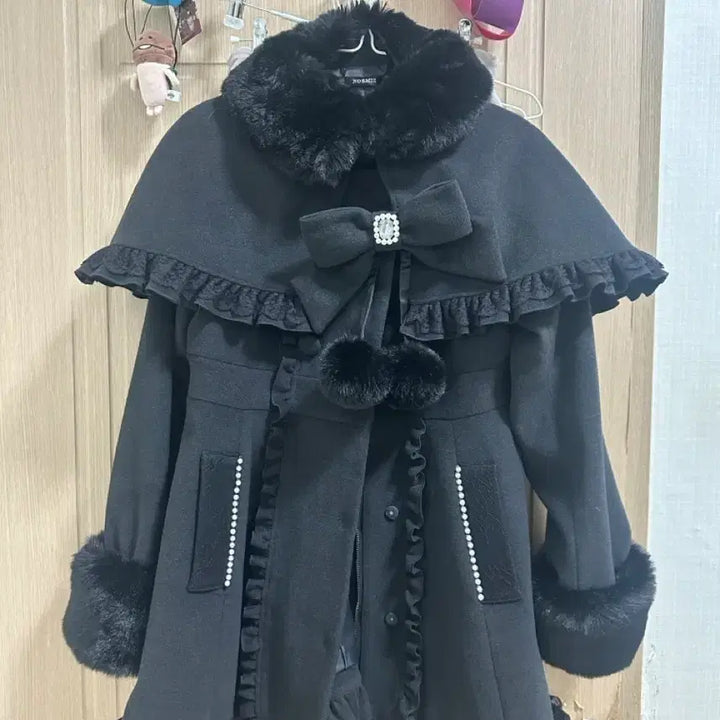 [BUNJANG] Noemie Gothic Cape Frill Coat Black / 노에미 고딕 케이프 프릴 비쥬 코트 진한회색 s 지뢰계 양지뢰