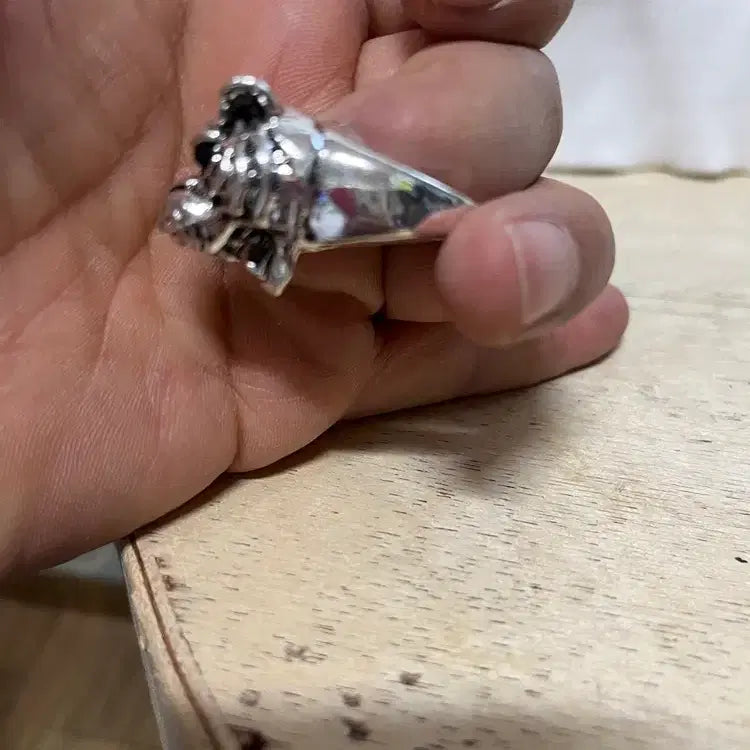 [BUNJANG] Tiger Head Engraved White Brass Ring / 호랑이머리가 세밀한 백동반지 /  요316