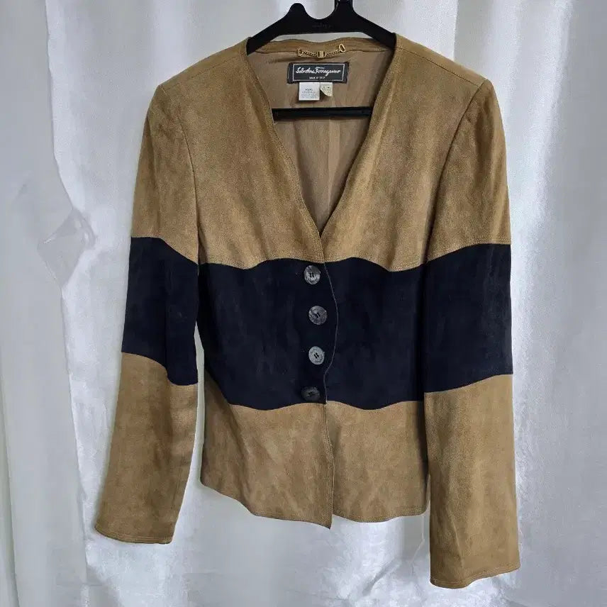 [BUNJANG] Salvatore Ferragamo Suede &amp; Leather Color-Block Jacket / 페라가모 스웨이드 배색 천연 가죽자켓 (1995)