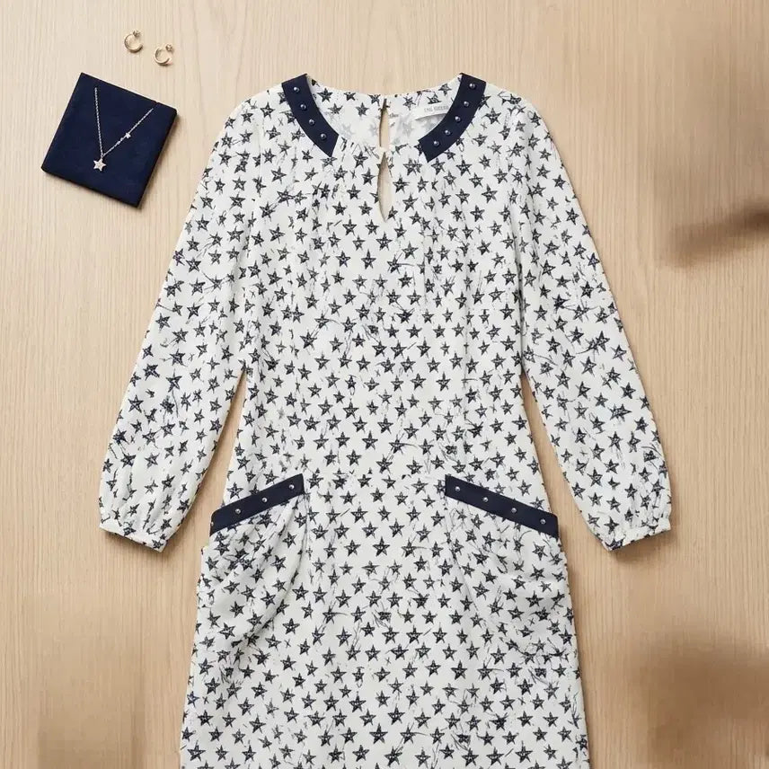 [BUNJANG] THE DAY Linen Blend Star Pattern Dress Size 55 / THE DAY린넨 혼방 별 패턴  원피스 55