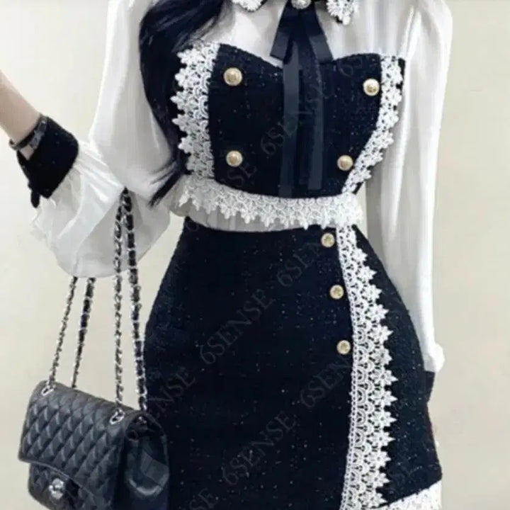 [BUNJANG] 6IXSENSE Tweed Lace Setup Set / 식스센스 투피스(새제품)