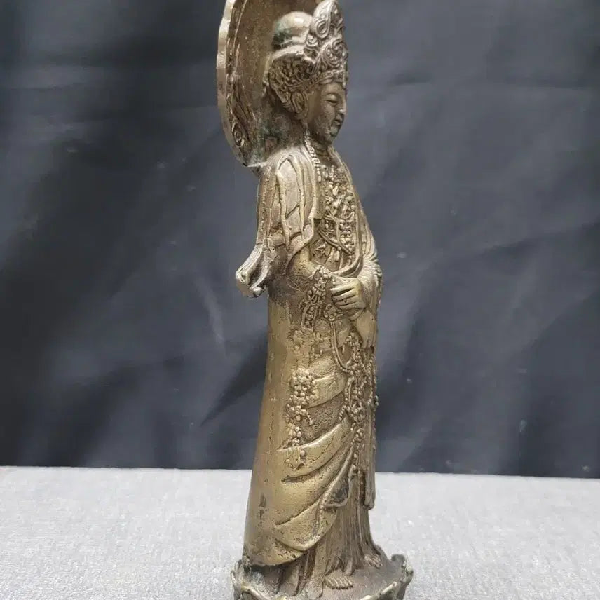 [BUNJANG] Brass Guanyin Statue / 황동 구세관음상 불상